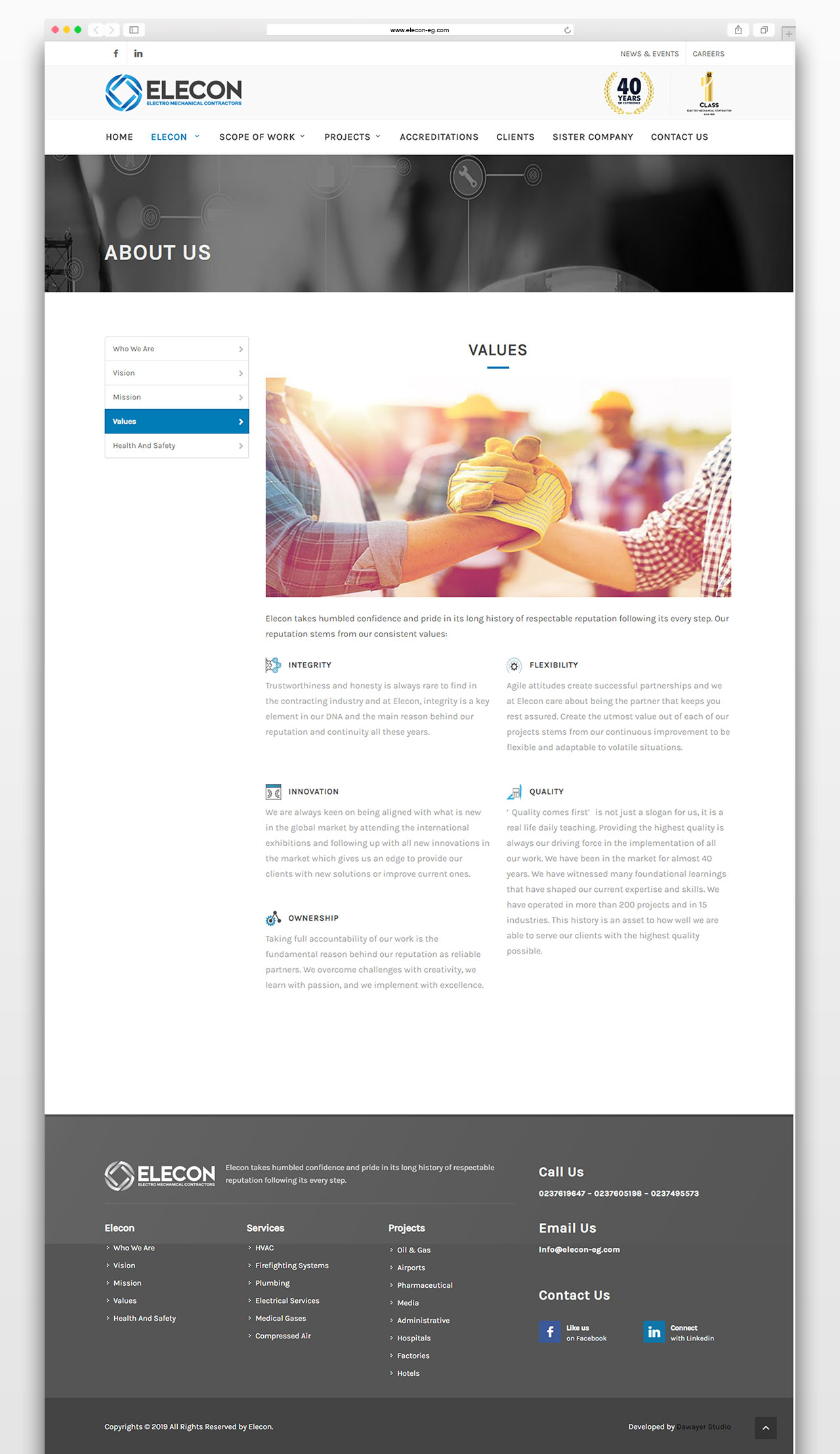 Elecon Website about us Page UI & UX Development