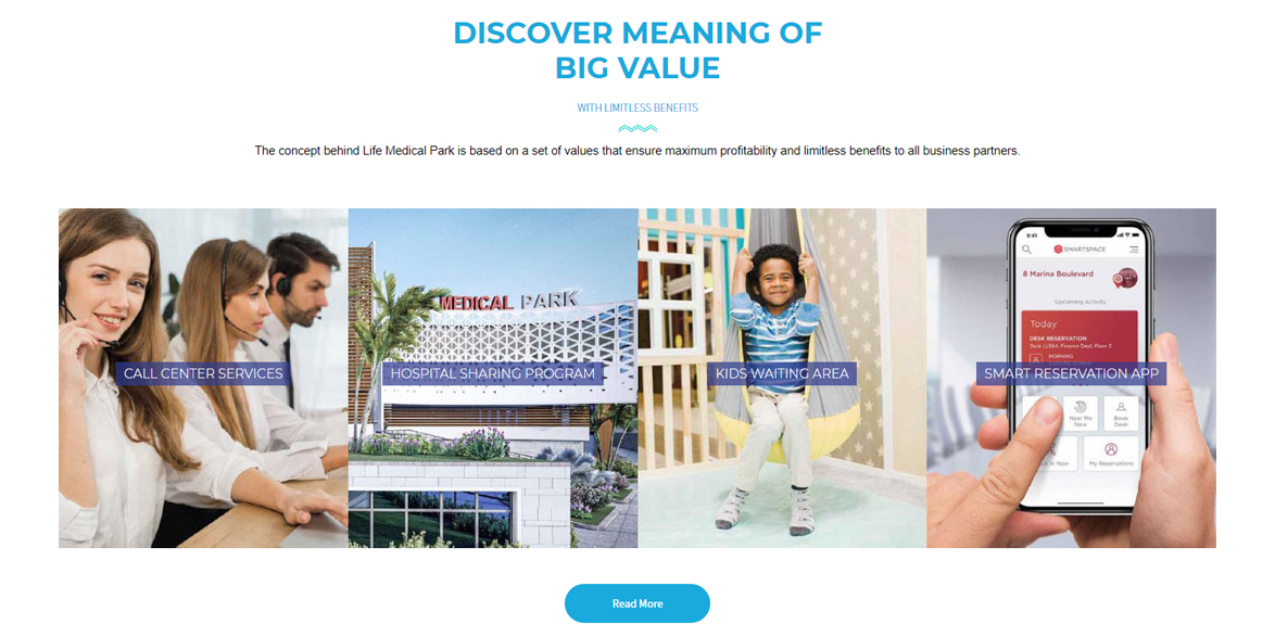 Life Medical Park UI & UX Development Web Design Website Values
