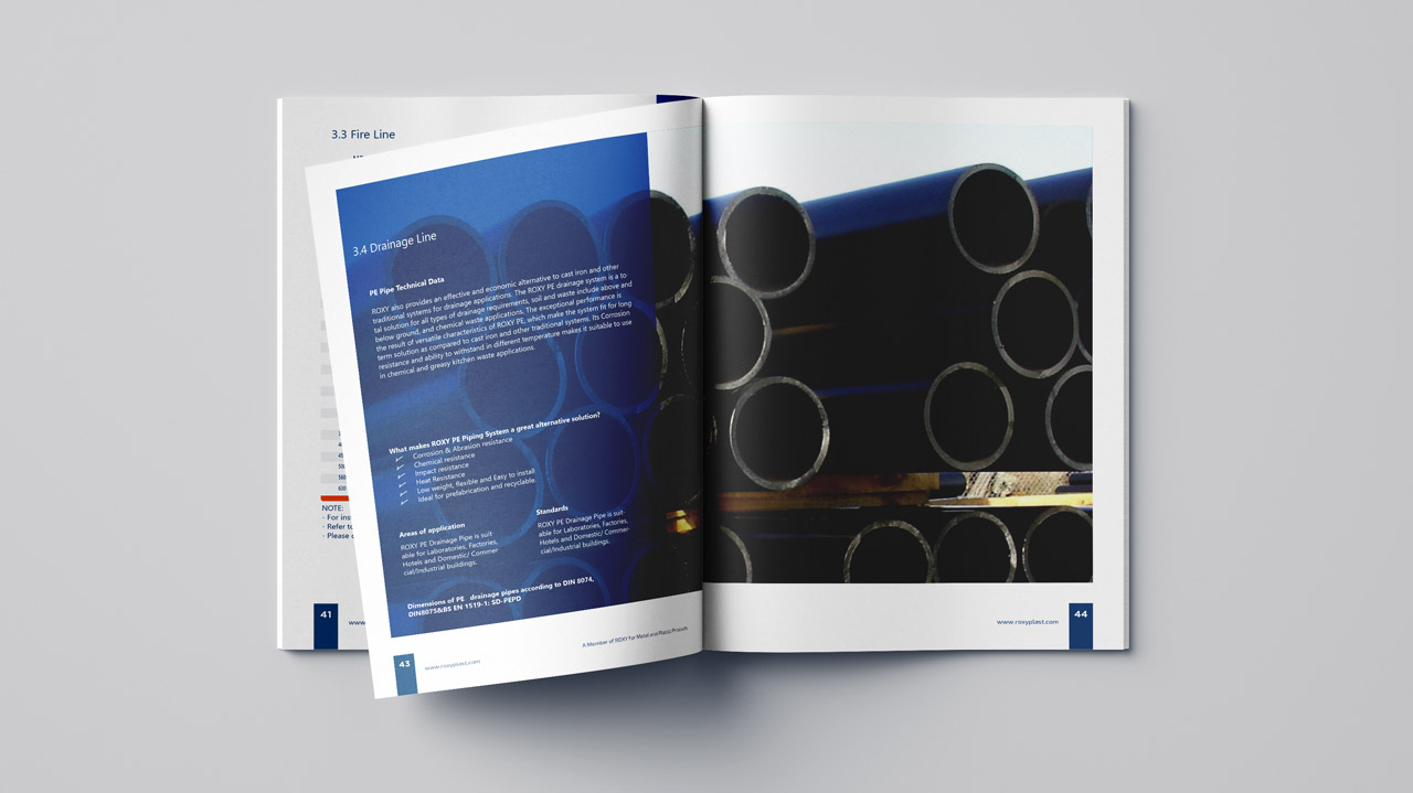Roxy HDPE Technical Product Catalog Design Brochure Design